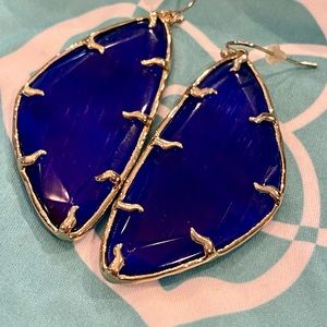 Kendra Scott gold-tone royal blue statement drop earrings